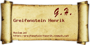 Greifenstein Henrik névjegykártya